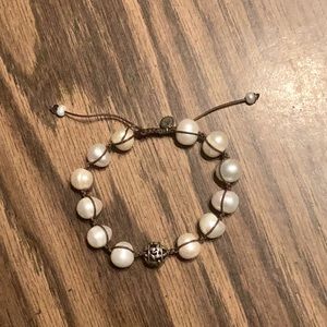 Silpada brown cord and pearl bracelet